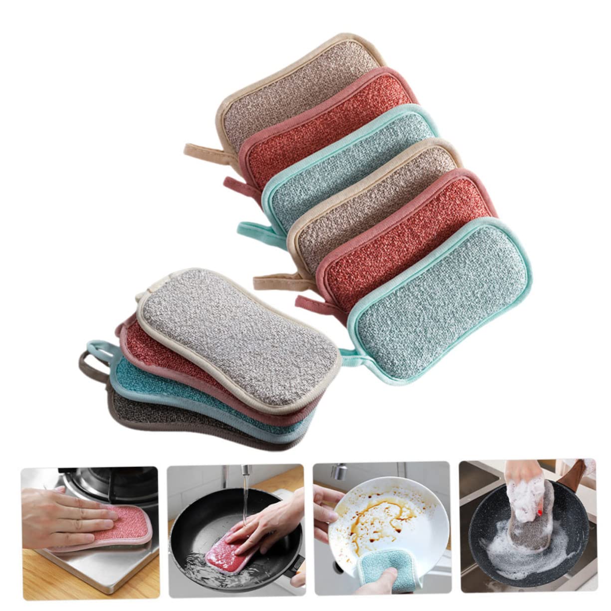 Healeved 30pièces Éponge De Nettoyage De Cuisine Lot de Éponges Réutilisables Lin Nettoyage Facile des Vaisselles Casseroles Et Éviers pour Cuisine Et Salle De Bain