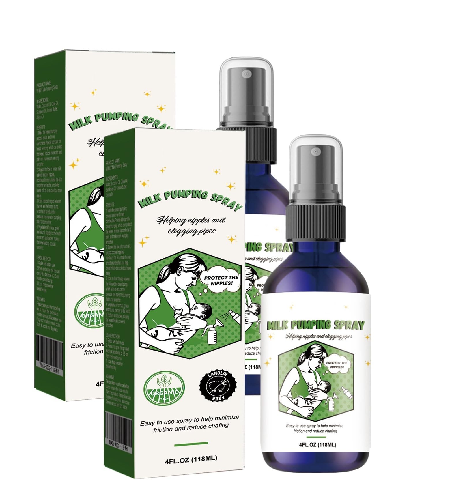 Breast Pumping Sprays,Breastfeeding Care Spray,Breast Care Moisturizing Repairing Pumping Spray,Hydrating Non-Greasy Breastfeeding Supplies to Moisturize Skin 2pc