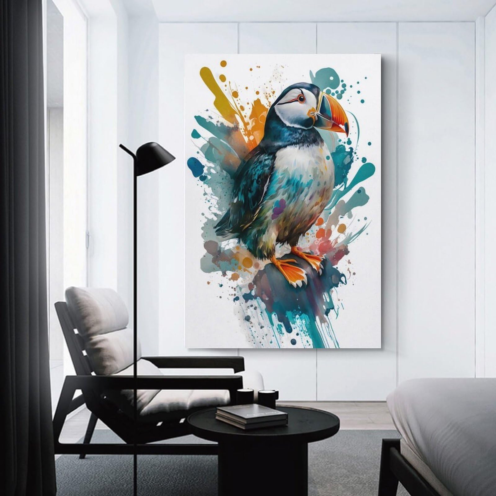 Junmoney Unframe-Style-19-1 Puffin Bird Art Print Wall Art Print, 12X18inch(30X45cm), For Office, Study Or Home Workspace, Decorative Artwork For Productive Spaces