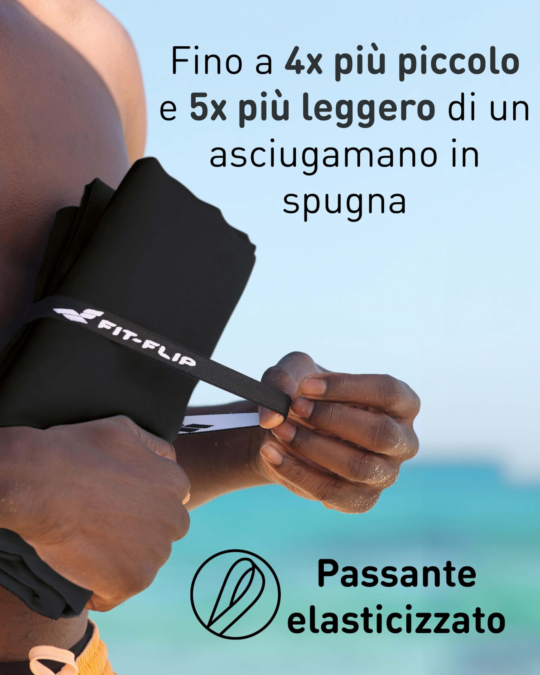 Fit-Flip Asciugamani microfibra - il perfetto telo mare microfibra grande - asciugamano palestra compatto e ultraleggero - asciugamano microfibra - ottimale per viaggio, sport e palestra