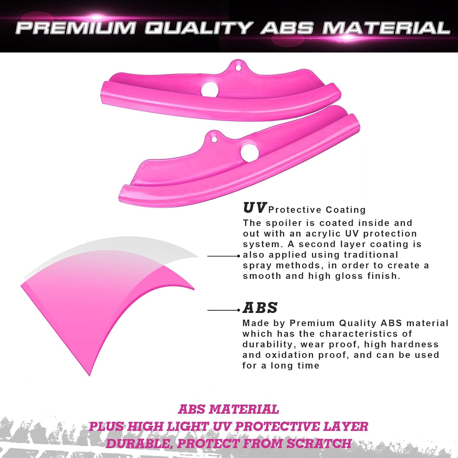 x xotic tech 2X Front Bumper Lip Splitter Spoilers Protector Corner Edge Guard Cover Trim Compatible with Dodge Challenger SRT, R/T Scat Pack 2015-2024, R/T, GT 2019-2024 (Not fit R/T Plus, SXT) Pink