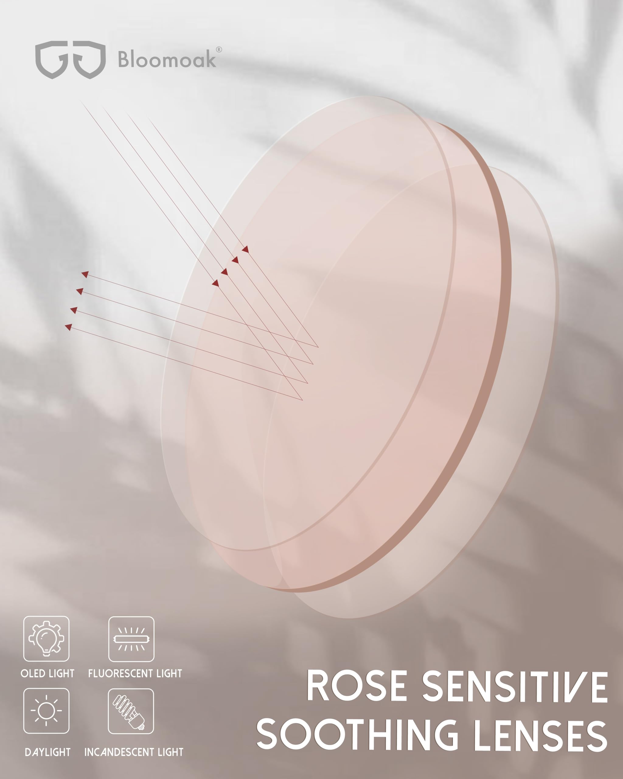 Bloomoak Occhiali colorati rosa anti-emicrania, FL-Flex occhiali rosa contro sensibilità alla luce, abbagliamento LED, fotofobia e affaticamento degli occhi