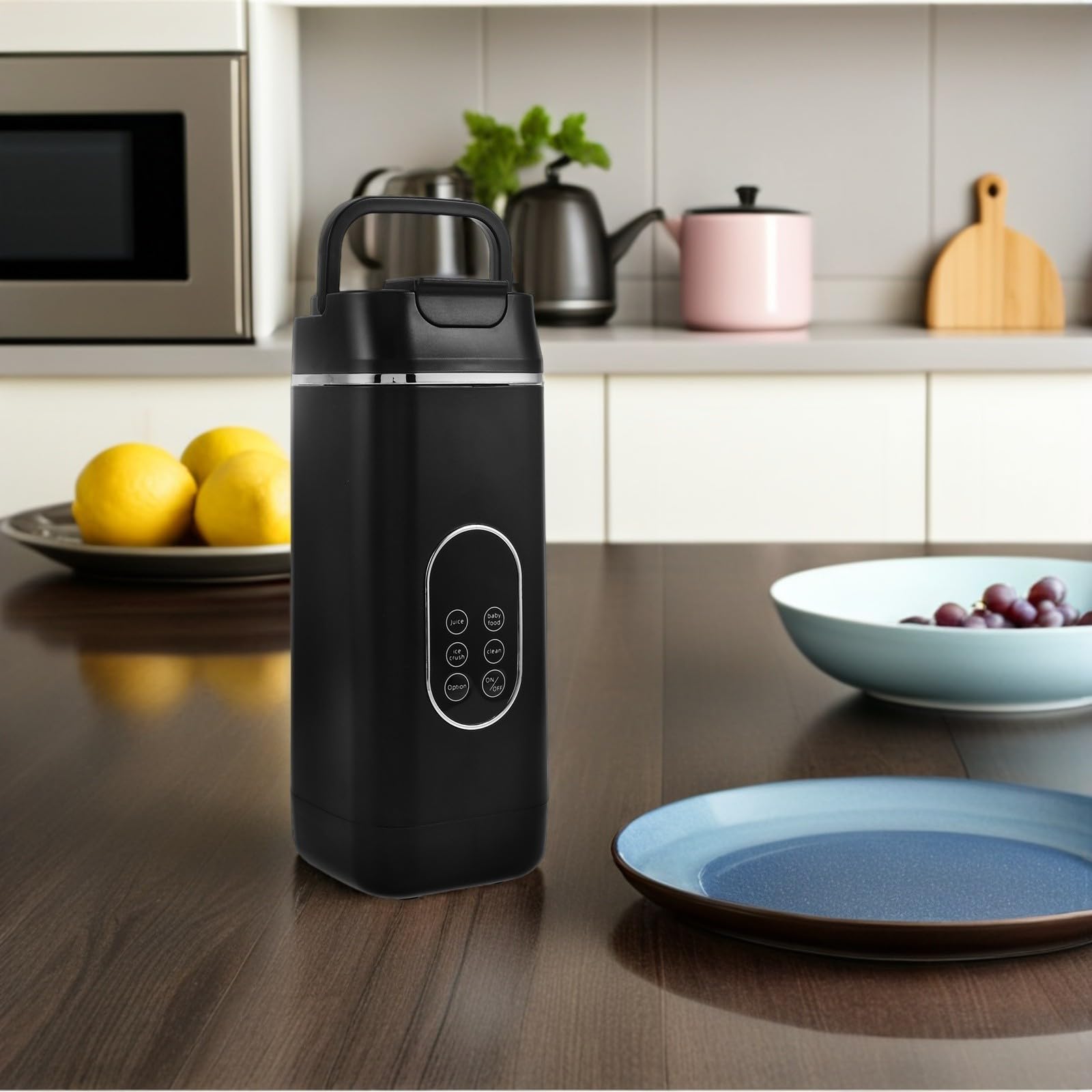 Gobelet à Jus Portable 420ml Noir, Blender Électrique Mini 12 Lames