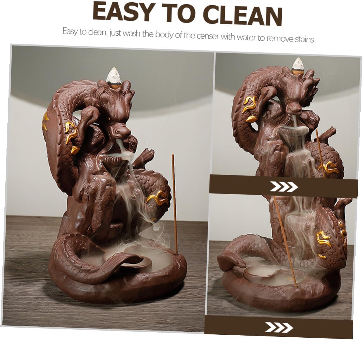 Mipcase Dragon Purple Sand Backflow Incense Burner Dragon Statue Incense Holder Creative Desktop Censer for Home Aromatherapy and Meditation Decor