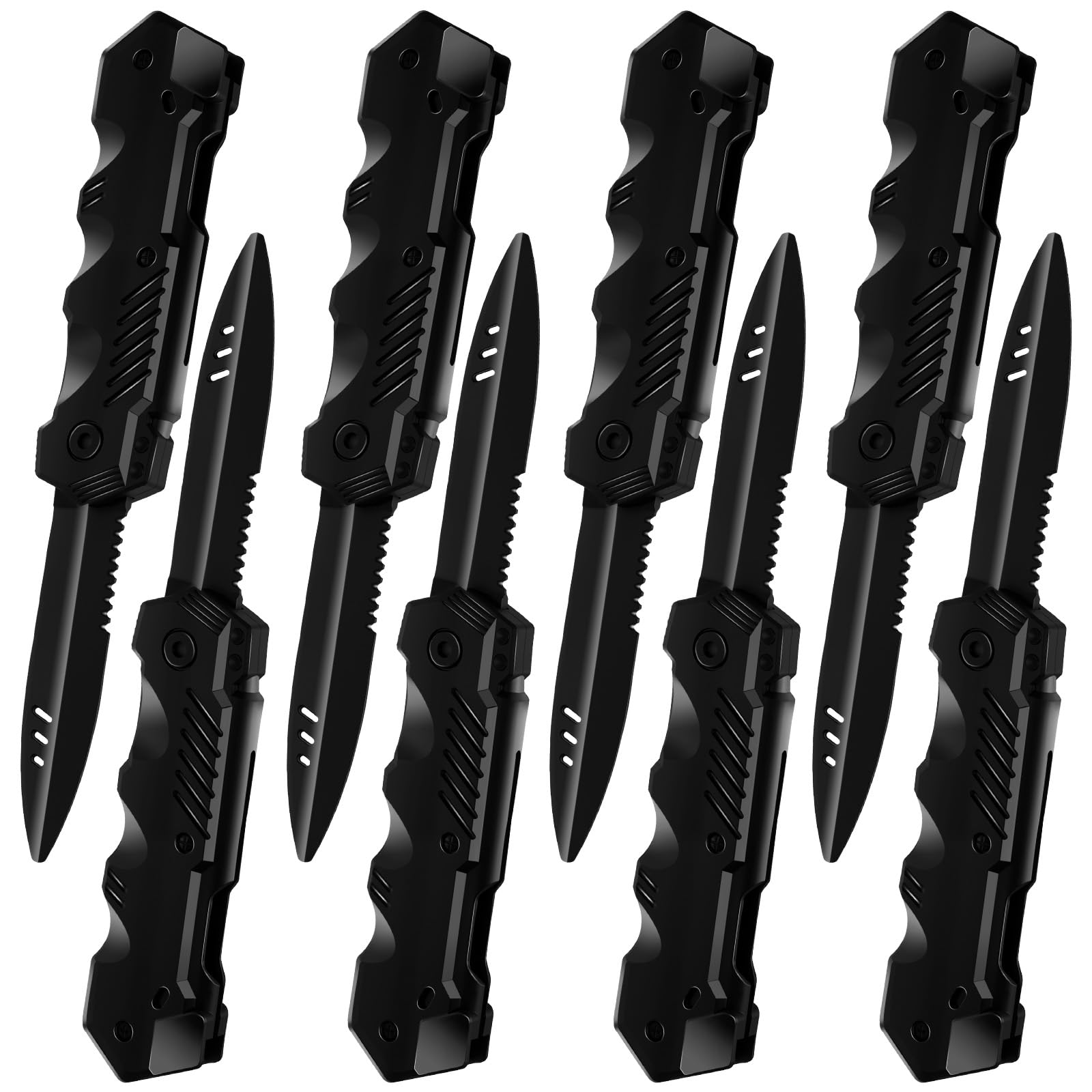 Boao 4 Pieces Retractable Knife Prop False Trick Gadget Toy Disappearing Dagger Fake Plastic Blade for Halloween Fools Day Party