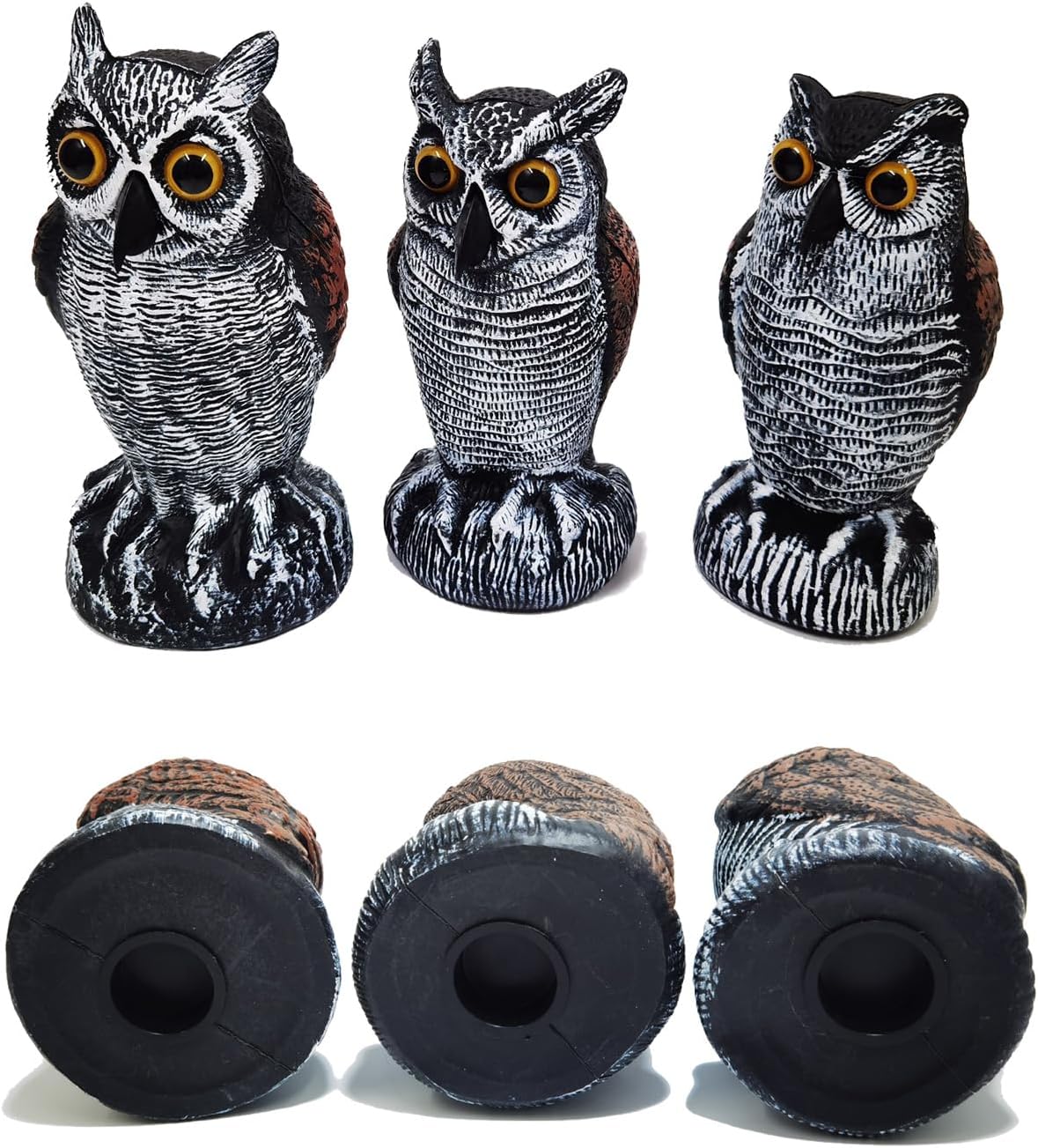Fake Owl Scarecrow Sculpture,Decoys to Scare Birds Away from Gardens and Patios, Scarecrow Plastic Owl Statues, Pigeon Deterrent - Image 4