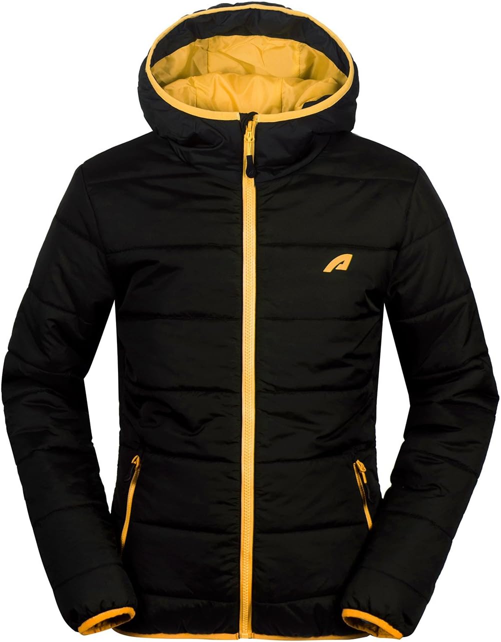 women's padded, quilted winter jacket with hood, warm and light - Black - Large