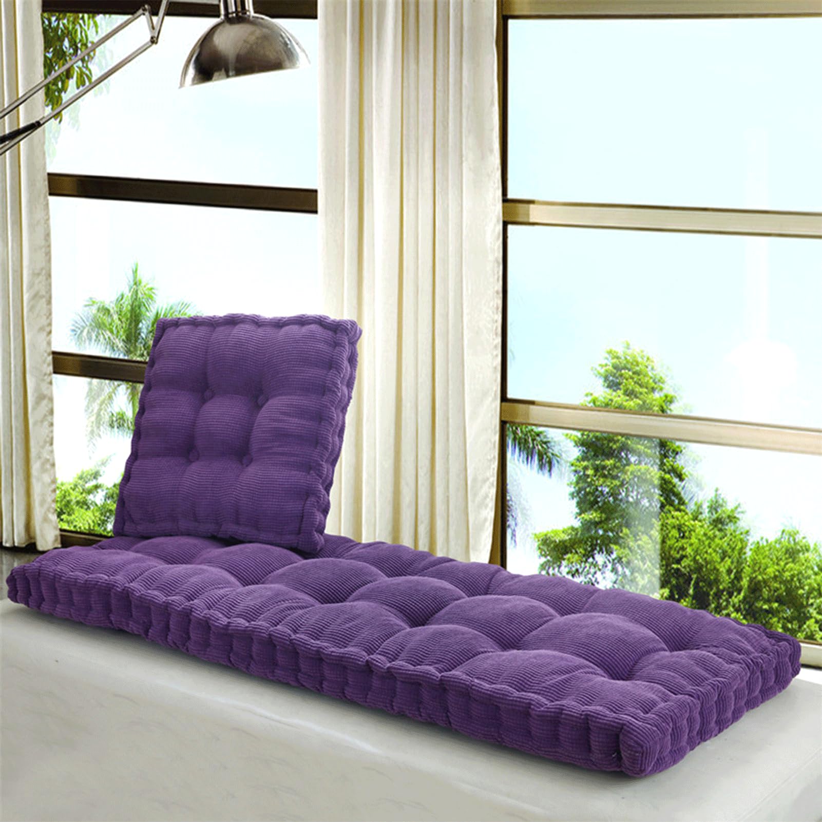Coussin de banc d'intérieur rectangulaire 55 x 165 cm d'épaisseur 10 cm pour chaise