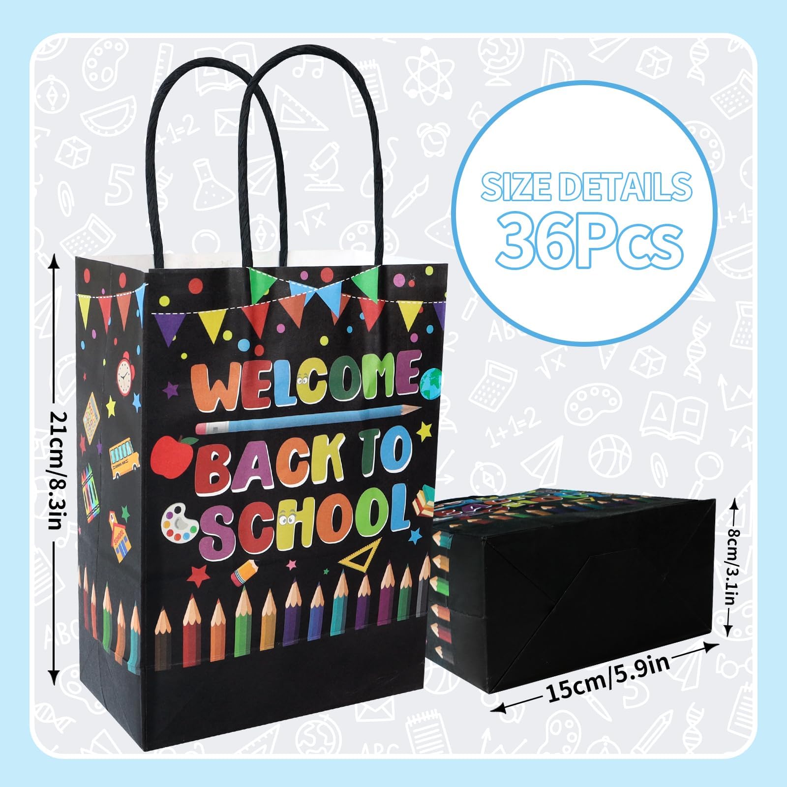 Sweetude 20-Pack Reusable Back To School Gift Bags - 8x10 Inches, Assorted Colors, With Handles For Teachers & Students