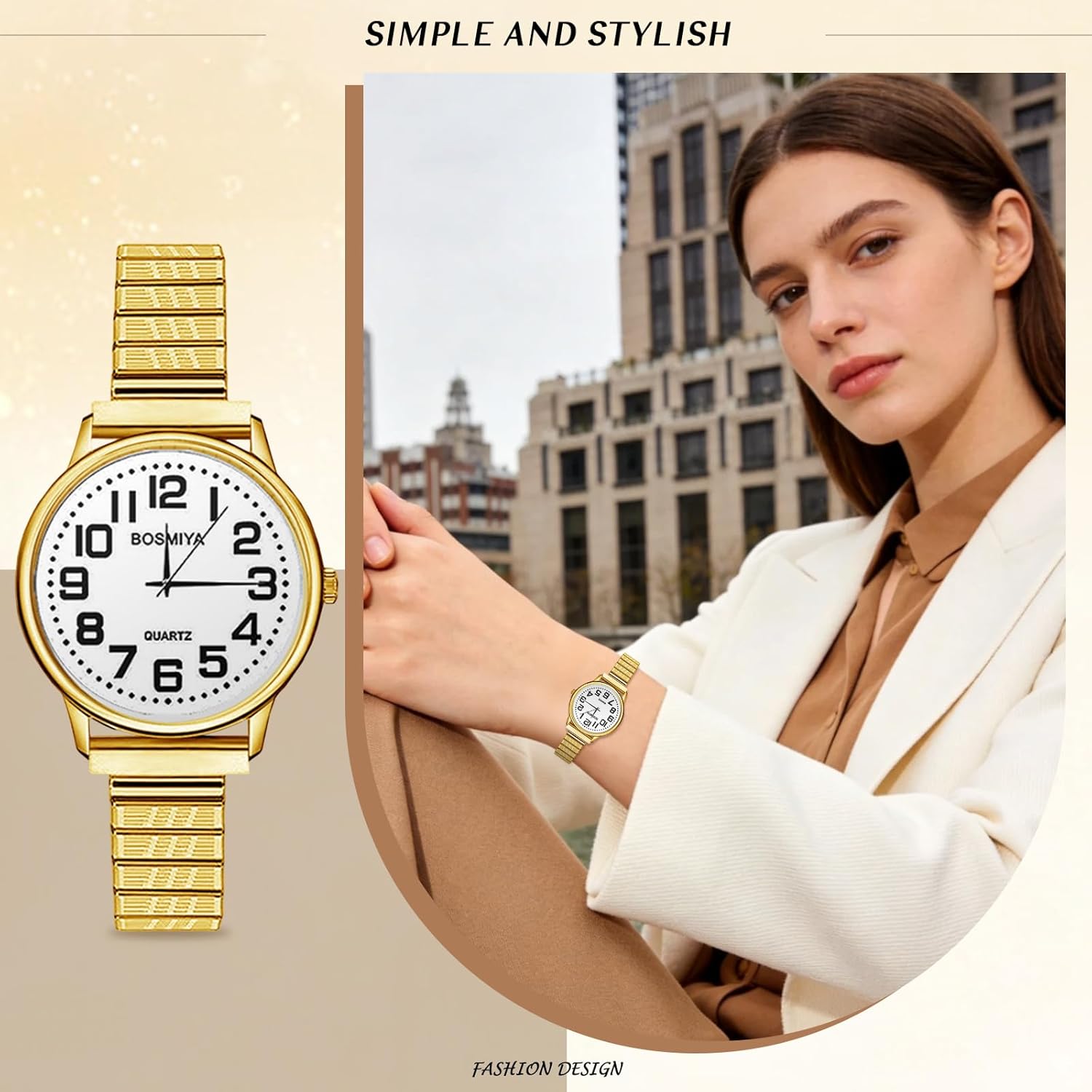 JewelryWe Women's Elastic Watch Easy Reader Analog Quartz Stretch Band Wristwatch for Valentine's Day - Image 8