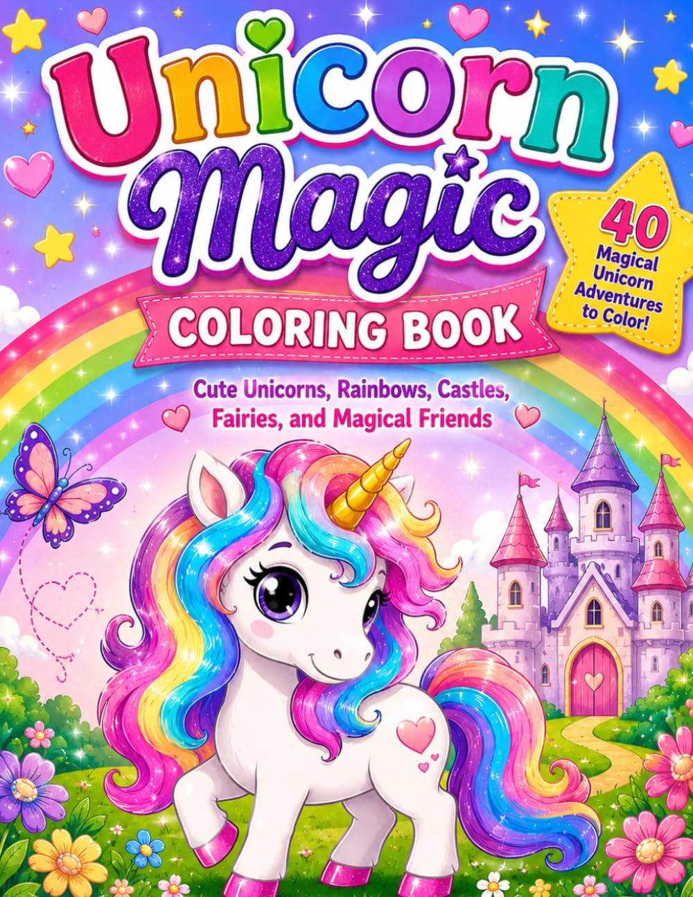Unicorn Colouring Book for Kids: A magical coloring adventure filled with unicorns, rainbows, castles, and fun!