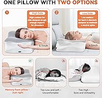Vista 5 de Almohada cervical térmica para aliviar el dolor de cuello, almohada ortopédica de espuma viscoelástica ergonómica para soporte del cuello