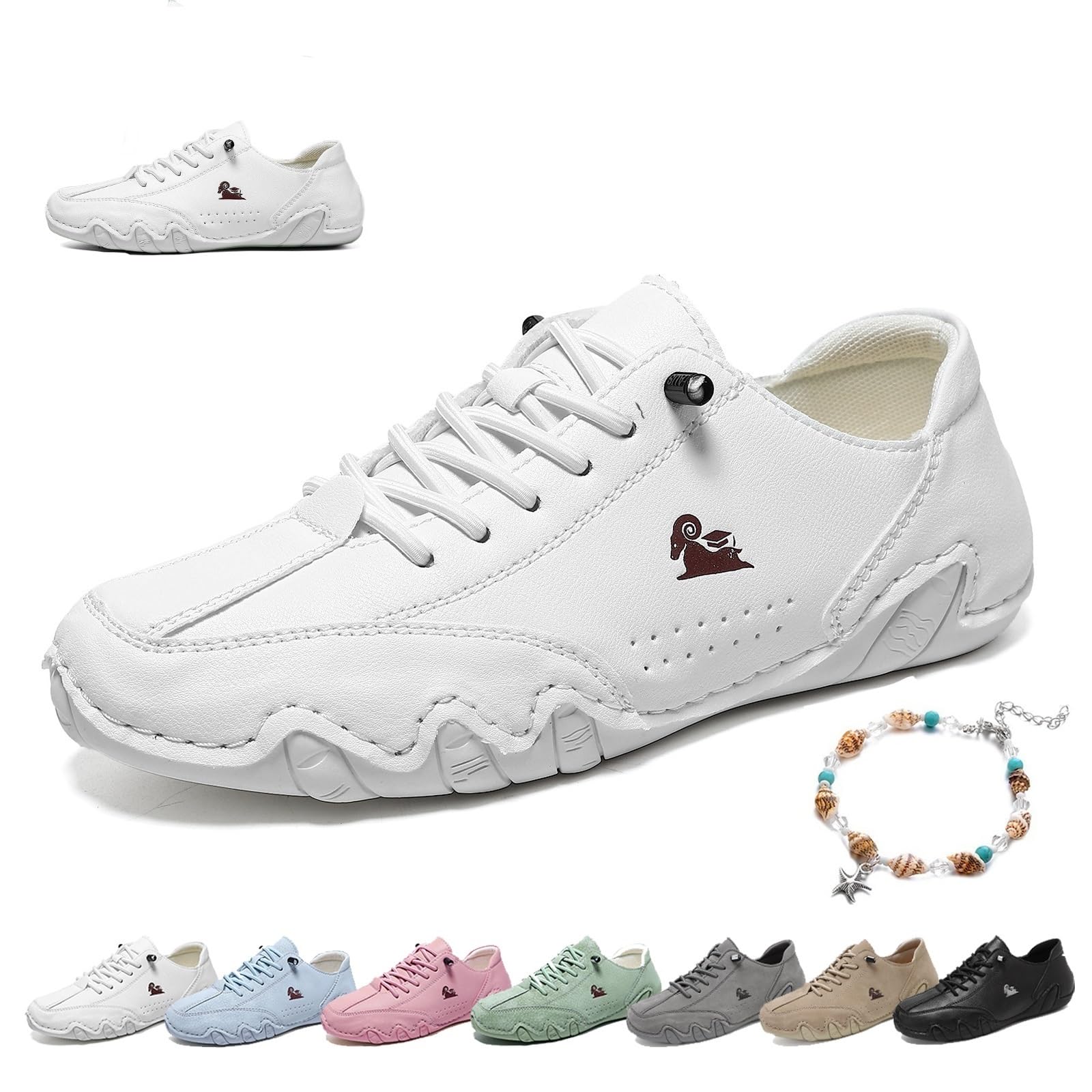 Scarpe Barefoot Donna Ultramorbide Outdoor Beck Shoes Mocassini Piatte Impermeabili Antiscivolo Leggere Minimaliste Scarpe Da Ginnastica Ortopediche for Trekking, Camminate E Guida(Bianco,39 EU)