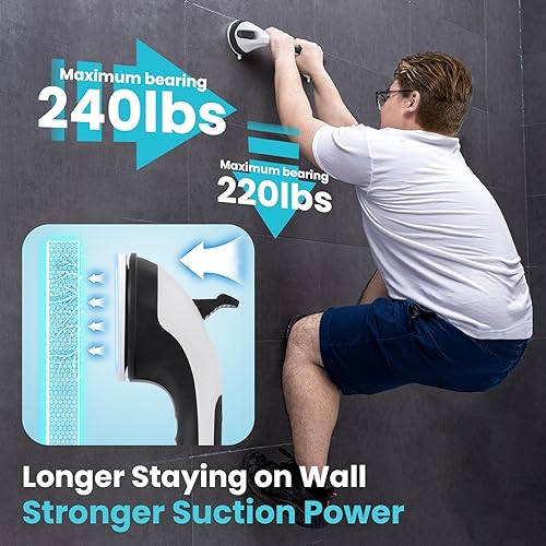 Miniatura 3 de TAILI - Barras de sujeción para la bañera y la ducha con ventosa, paquete de 2 unidades, resistente, removible, sin taladro, impermeable, seguridad