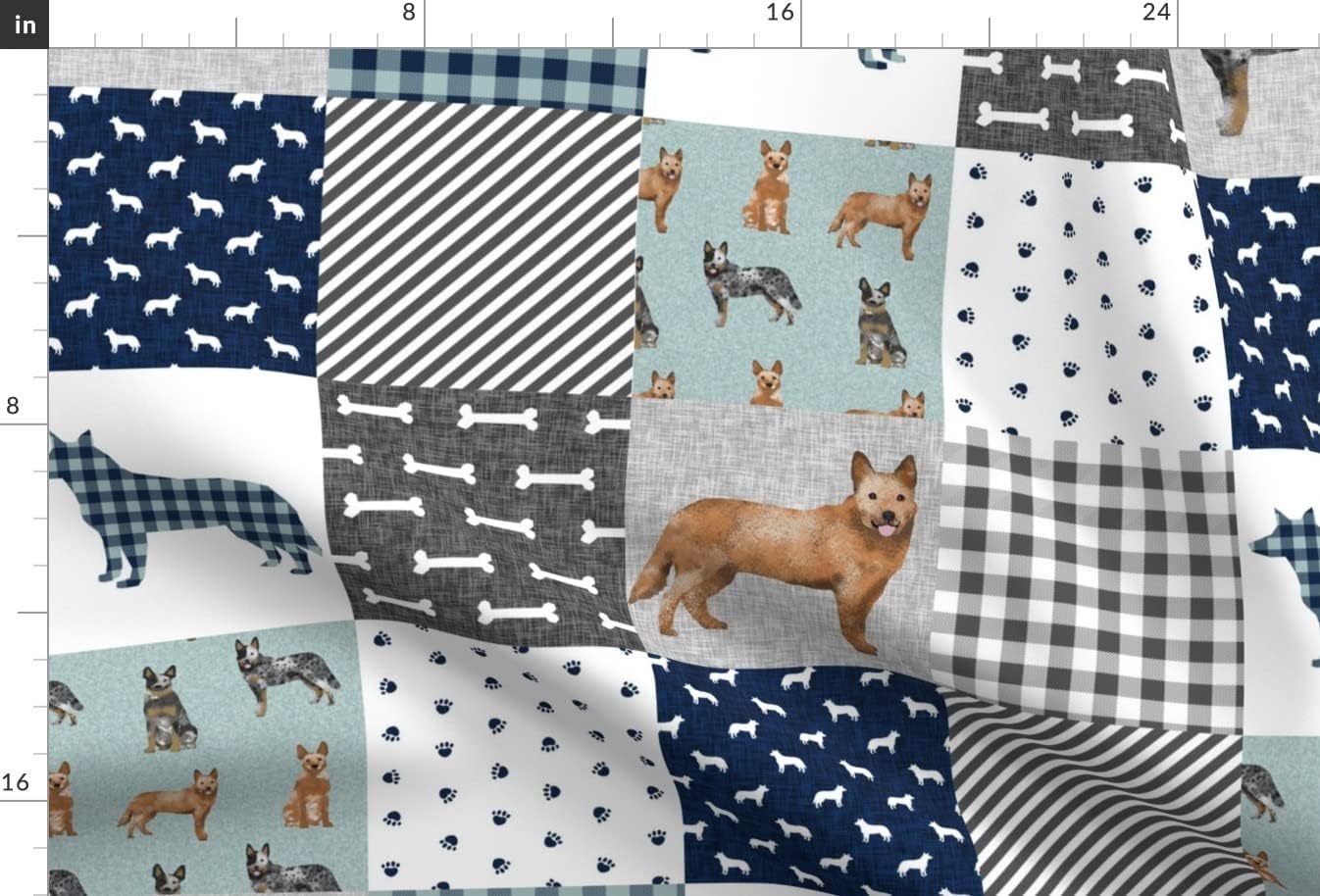 Spoonflower Fabric - Cheater Quilt Wholecloth Dogs Pet Pets Australian Cattle Dog Printed on Minky Fabric by The Yard - Sewing Baby Blankets Quilt Backing Plush