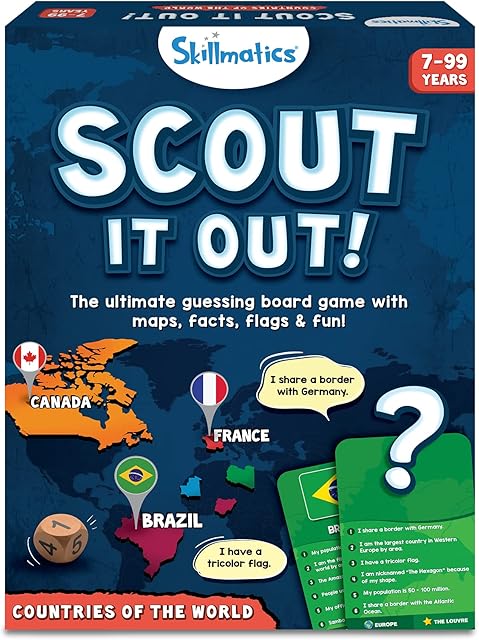 Skillmatics Board Game : Scout It Out! Countries of The World | Fun Guessing & Trivia Map Game for Families | Gifts for 7 Year Olds and Up