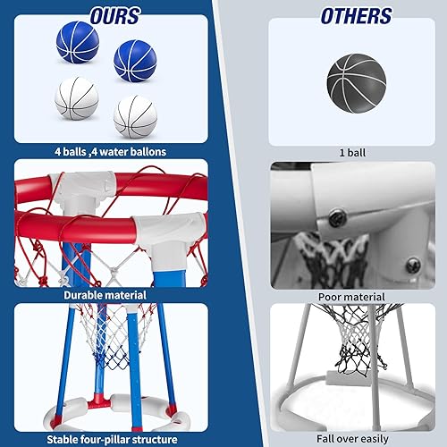 Miniatura 3 de HYES Aro de baloncesto flotante sin tablero, rojo