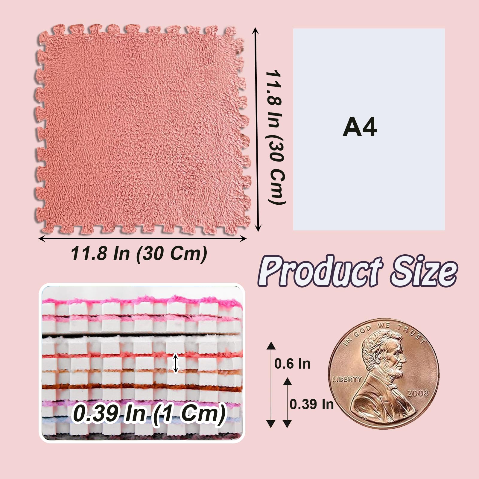 16 Stück Ineinander Greifende Teppichfliesen für Den Boden, Puzzle-Schaumstoff-Bodenmatte, Plüsch-Puzzle-Spielmatte