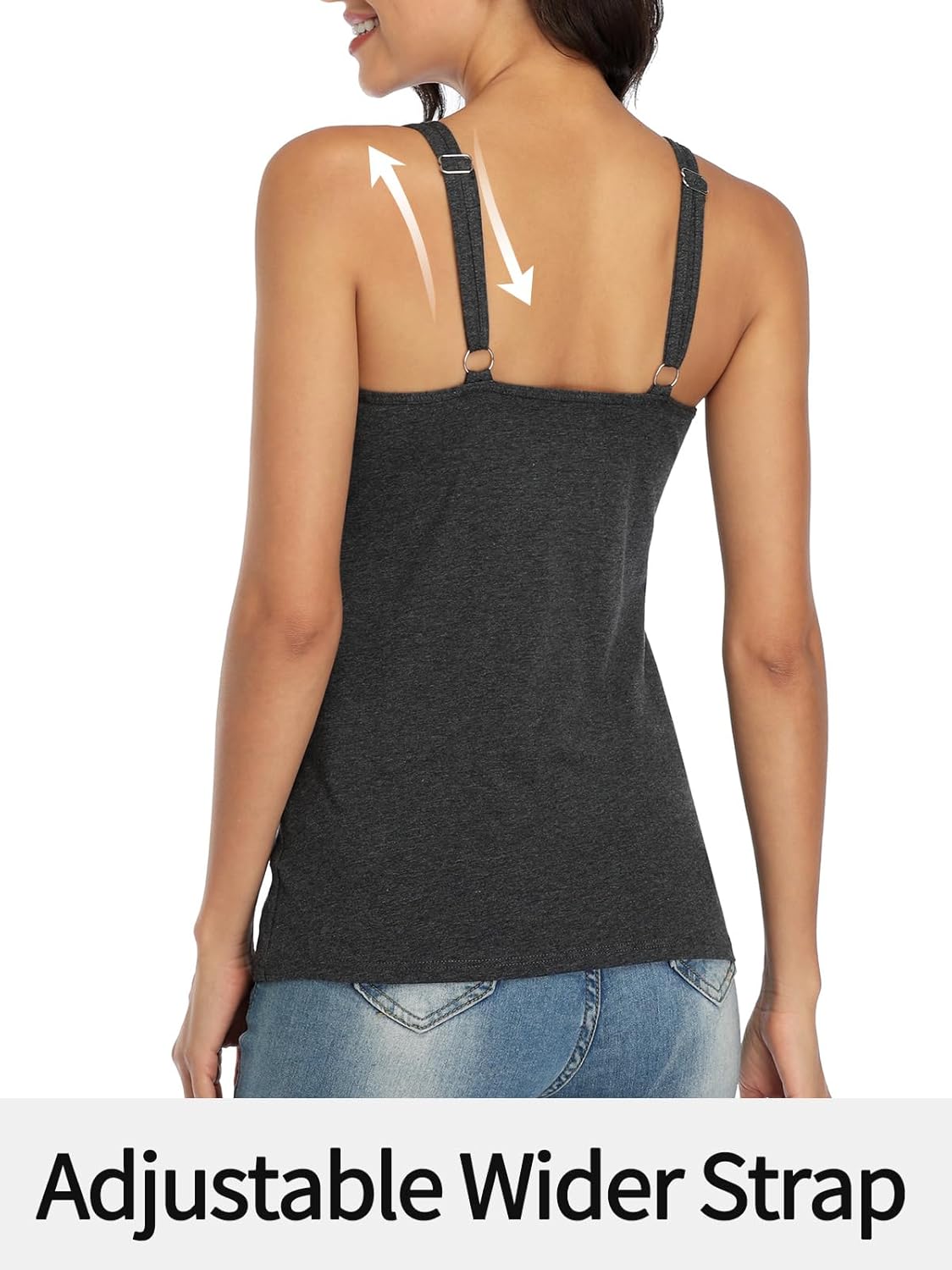 V FOR CITY Women's Cotton Tank Top with Shelf Bra Adjustable Wider Strap Camisole Basic Cami Tanks - Image 5