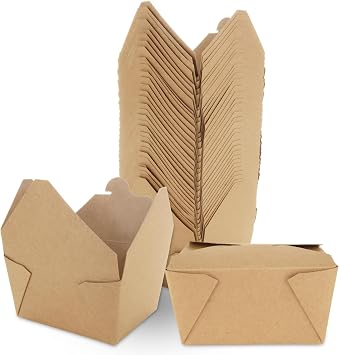 100 Pack Kraft Food Takeaway Box, 13   10.6   6.5cm Disposable Kraft Snack Boxes, Cardboard Takeaway Boxes Leak Proof Design for Lunch On the Go Party Leftovers Box