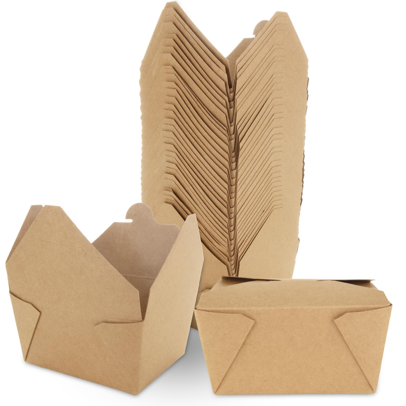 GBACHOOSE 100 Pack Kraft Food Takeaway Box, 13 × 10.6 × 6.5cm Disposable Kraft Snack Boxes, Cardboard Takeaway Boxes Leak Proof Design for Lunch On the Go Party Leftovers Box