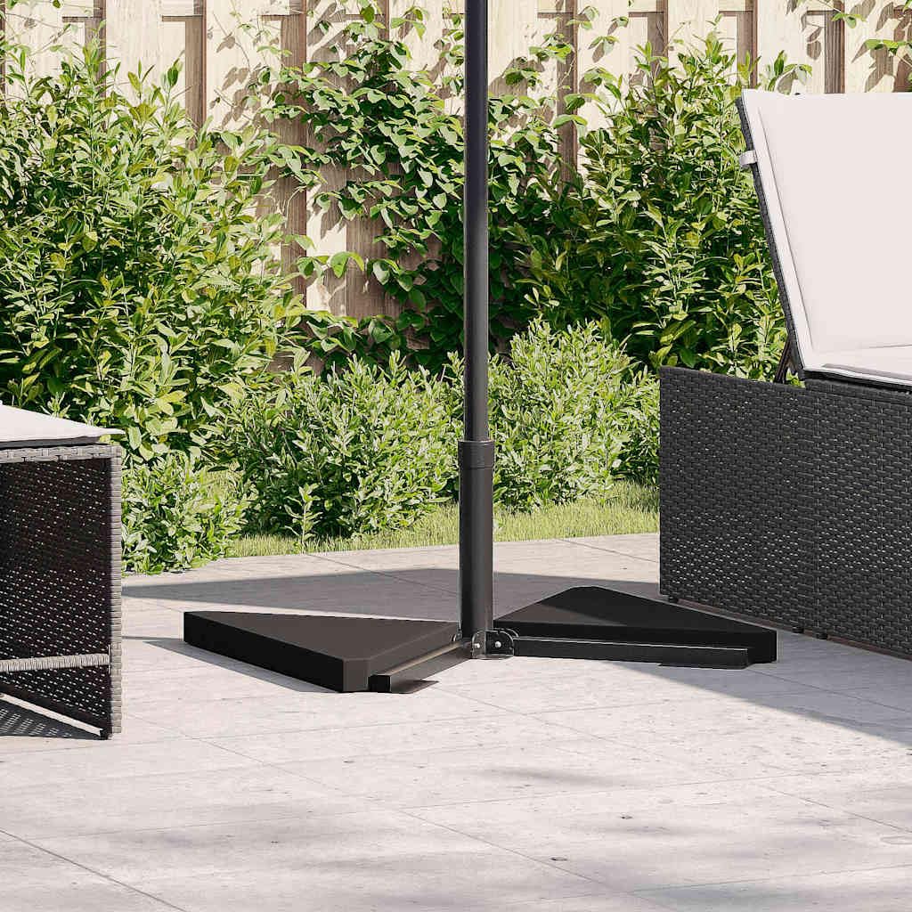 Piastre zavorrate per ombrellone, 2 pezzi, nero, granito, triangolare, 14 kg, supporto per ombrellone, supporto per balcone, terrazzo, giardino, per contrappeso e stabilità al vento