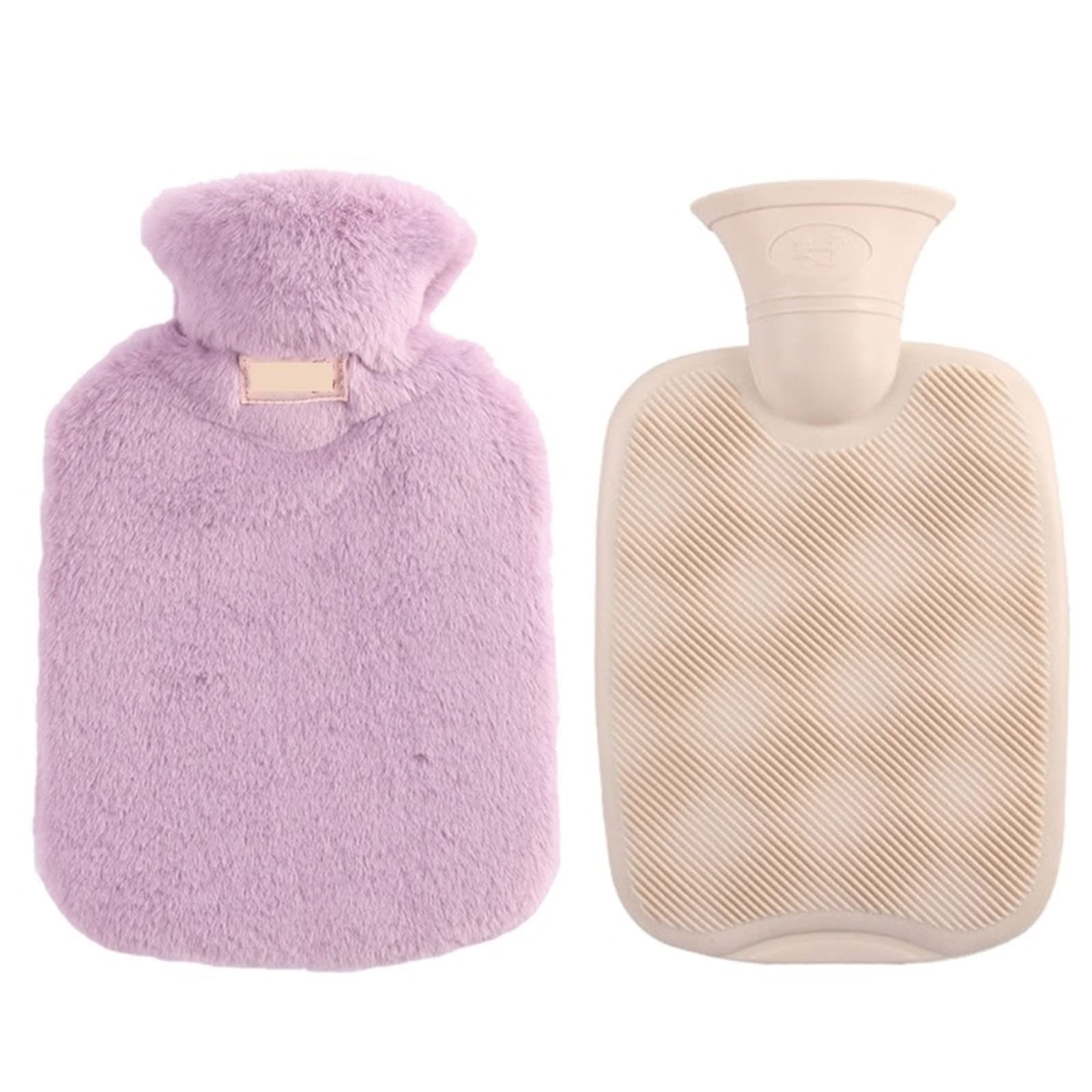 Bolsa de agua caliente, botella con cubierta suave clásica for mantener el calor en invierno/rosa(Purple)