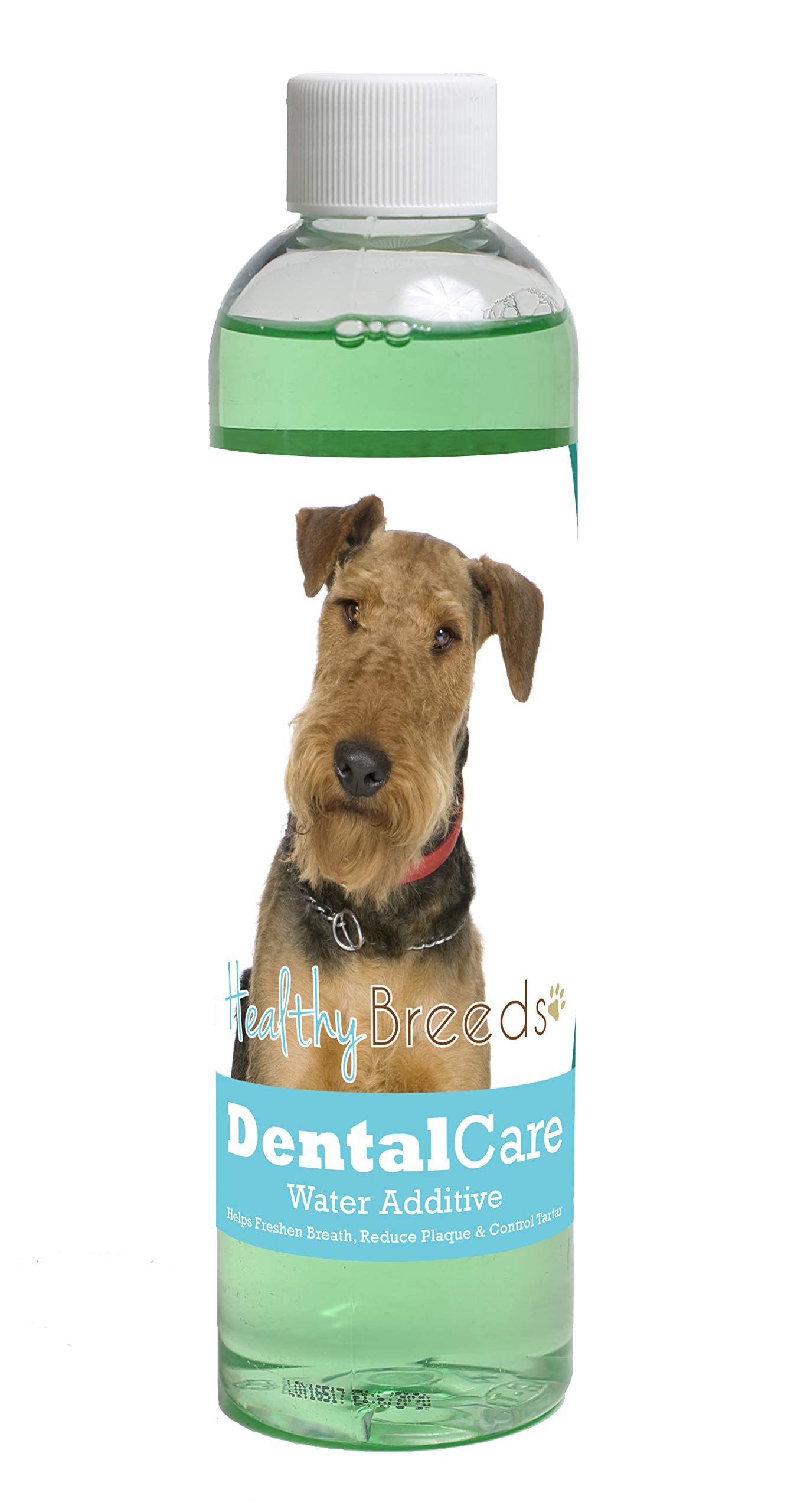 Healthy Breeds Dog Dental Care Water Additive for Airedale Terrier - Helps Freshen Breath, Reduce Plaque &amp; Control Tartar - Mint Flavor - 8 oz