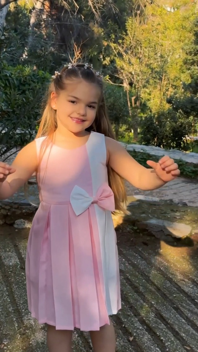 Vestito Bambina Sunny Fashion - Stampa Fiori E Farfalla Ricamata