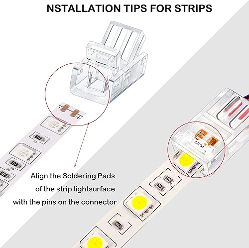 Miniatura 4 de Flutesan 40 conectores de tira de luz LED RGB de 0.315 pulgadas, 2 pines, conector adaptador LED impermeable, transparente, sin soldadura, sin