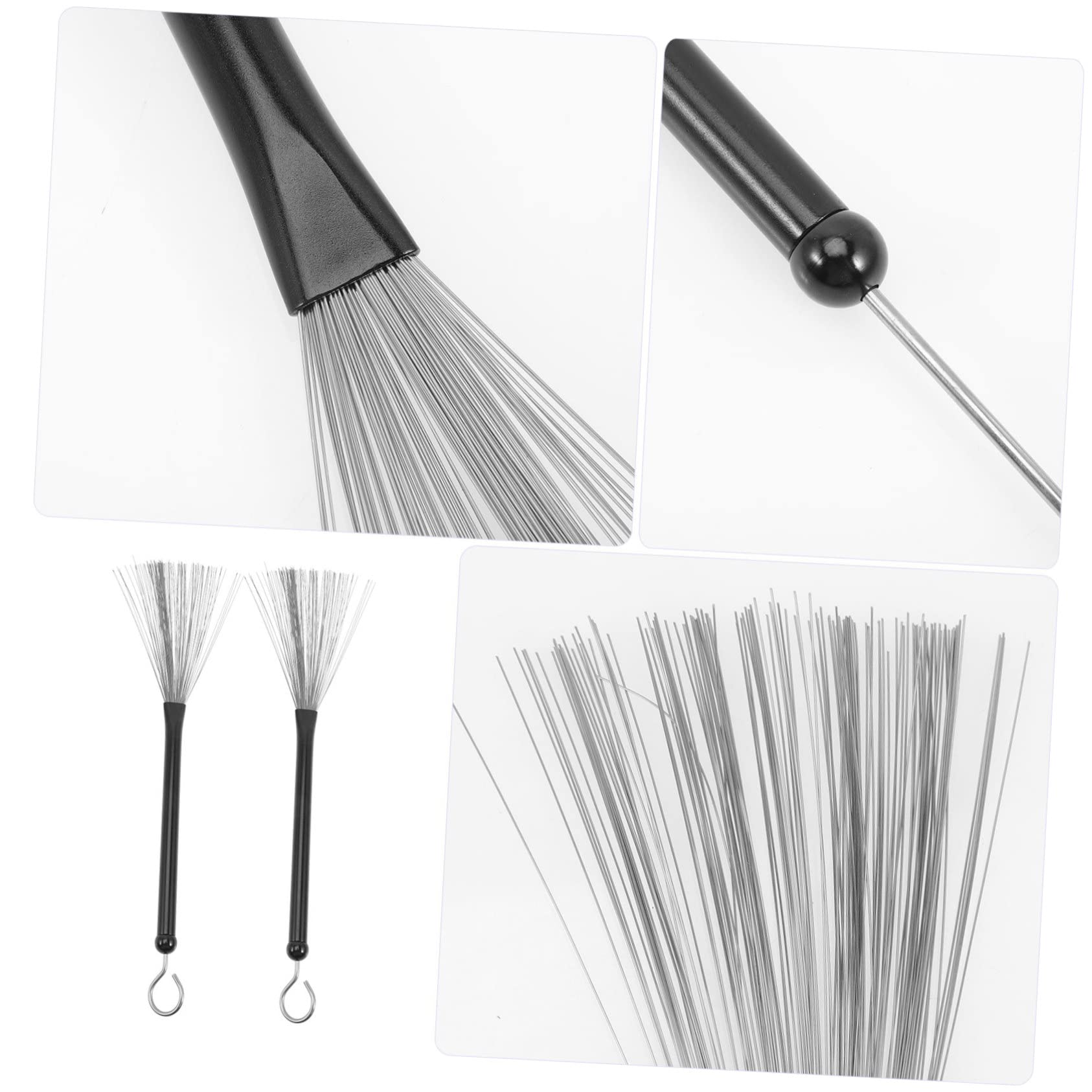 ifundom Professional Drum Brush Set Metal Handle Drum Brush Wire Brush for Jazz Drums Snare Drum Box Drums Easy to Carry Non-slip Grip for Practice and Performance