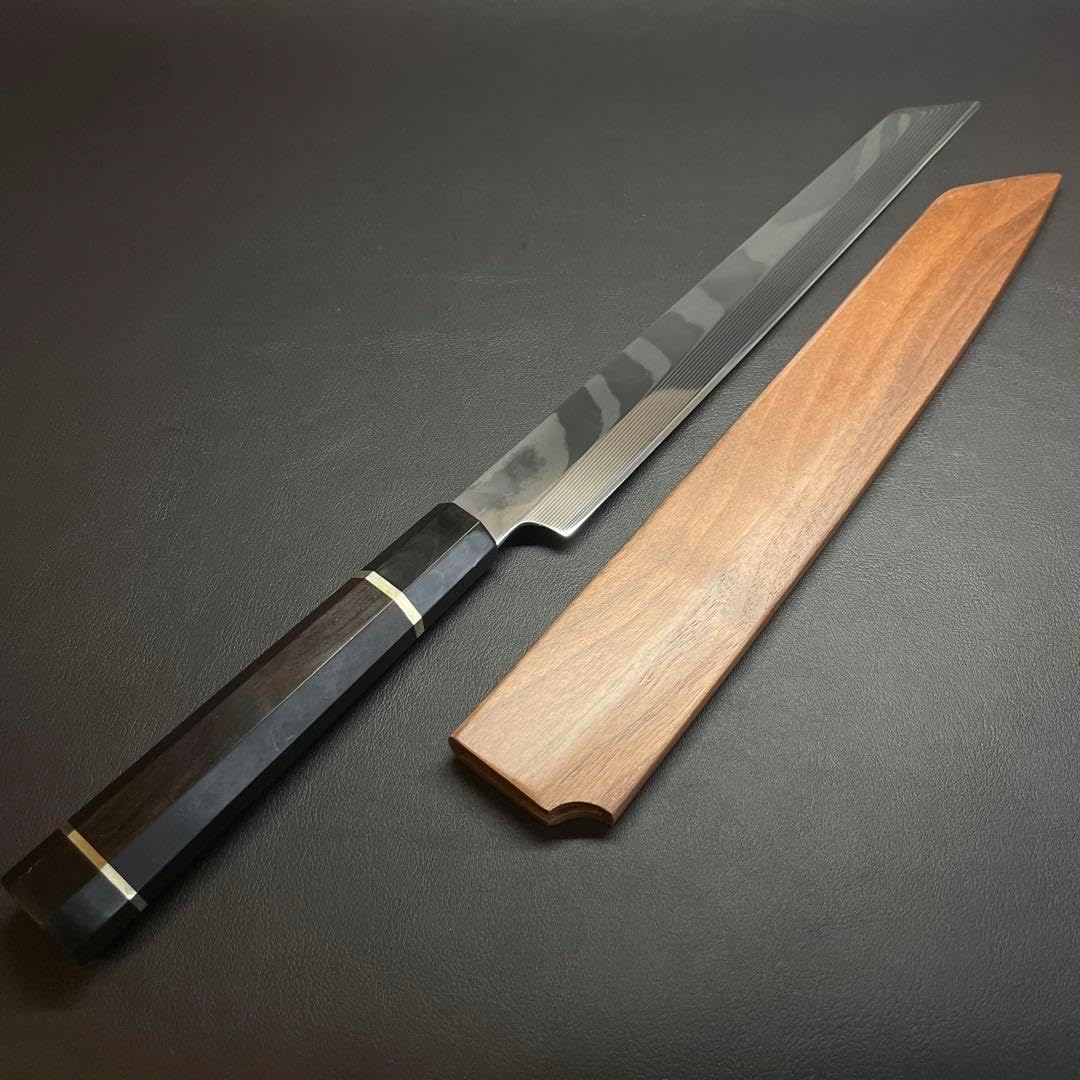 鞘付き 切付柳刃包丁 9.5寸 VG10 鏡面 ダマスカス 285mm 和包丁 VG 