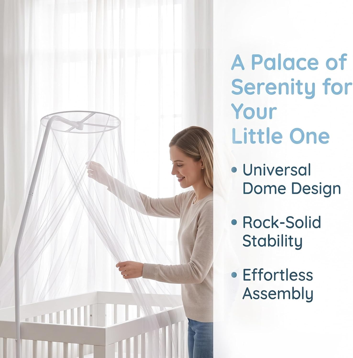 Dome Mosquito Net Bracket for Cribs 2 Sets Steel White