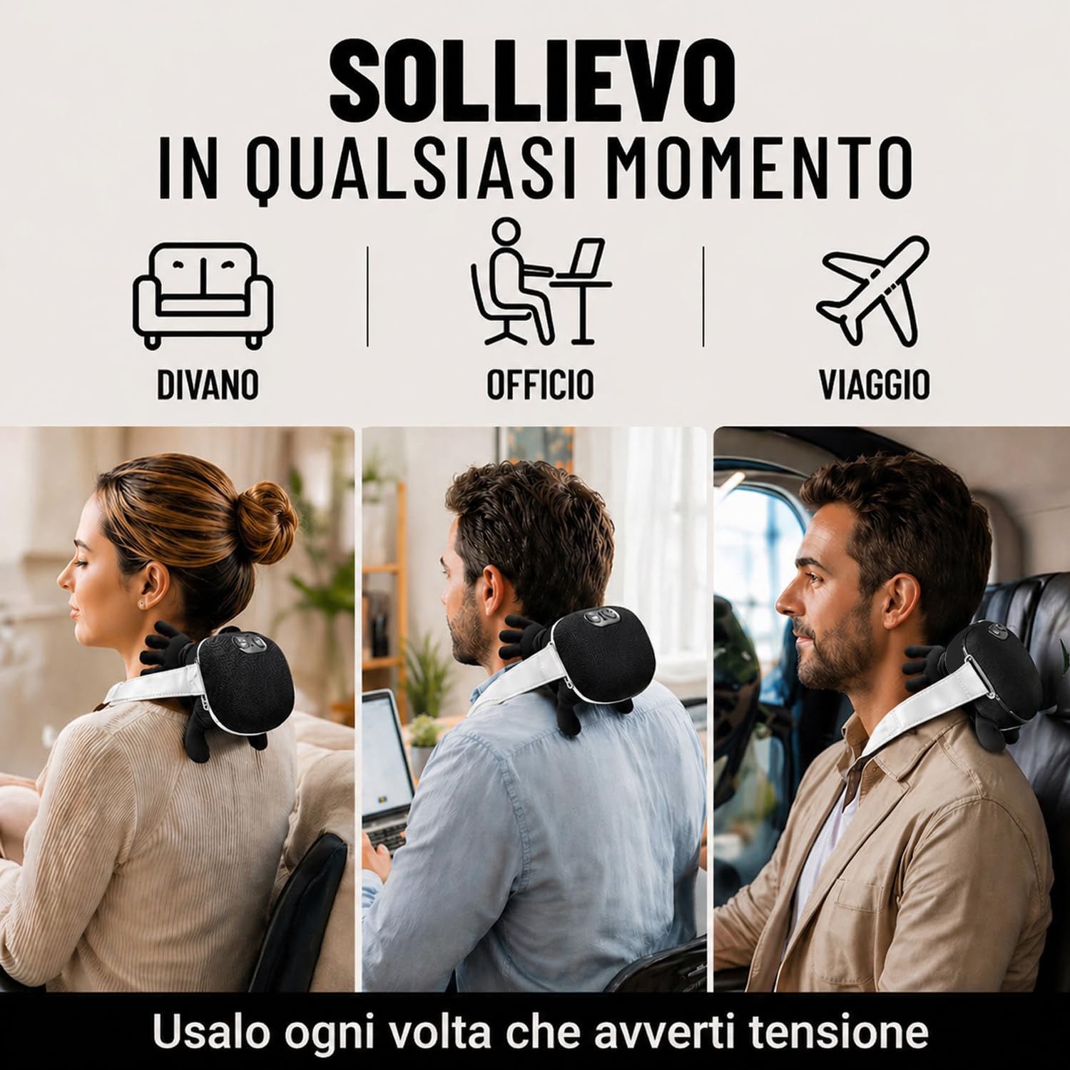 BeFit24 Massaggiatore Cervicale Ergonomico 4D Senza Fili, Massaggiatore Collo e Spalle con Calore, Massaggio Cervicale Profondo per Sollievo dal Dolore, Cuscino Massaggiante Schiena Portatile USB
