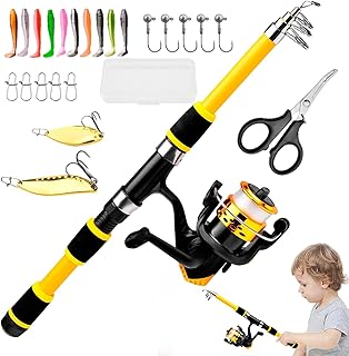 Canne à Pêche Enfant | Kit Pêche Débutant Portable - Équipement pour Bord de Mer Camping Kayak Rivière Eau Douce