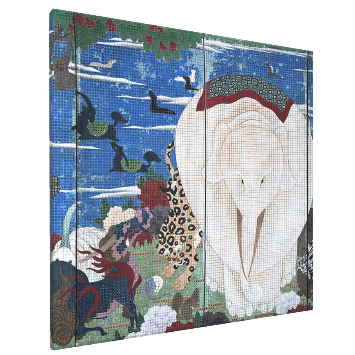 Amazon｜絵画 フレーム装飾画 伊藤若冲 樹花鳥獣図屏風 1