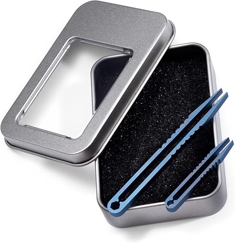 Miniatura 6 de OOULORE Titanium Alloy Tweezers 2pcs Portable Mini Tweezers Titanium EDC Tweezers Survival Tweezers Camping Outdoor Gadget Travel Mini Tool (Bronze)