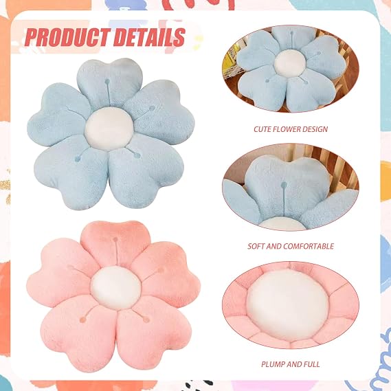 Copbopwn 2Pcs Flower Pillow Cute Pillows 35cm Flower Cushion Floor Pillow Preppy Daisy Cushion Daisy Pillow,Floor Cushions Aesthetic Pillows Cute Cushions Home Bedroom Decor (pink+blue)
