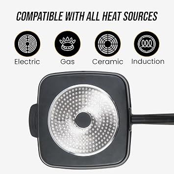 Masterpan Non Stick 3 Section Grill & Griddle Pan 28cm | Perfect for Steak, Skillet Griddle Pans | Space Saving Camping Induction Hob Pan