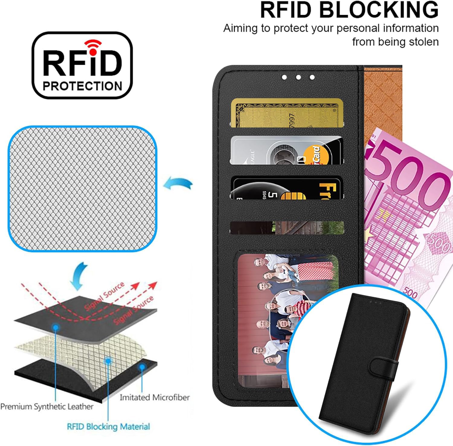 Cover portafoglio in pelle per otorola oto G86 5G, chiusura agnetica, protezione RFID, custodia per telefono - Blu lago