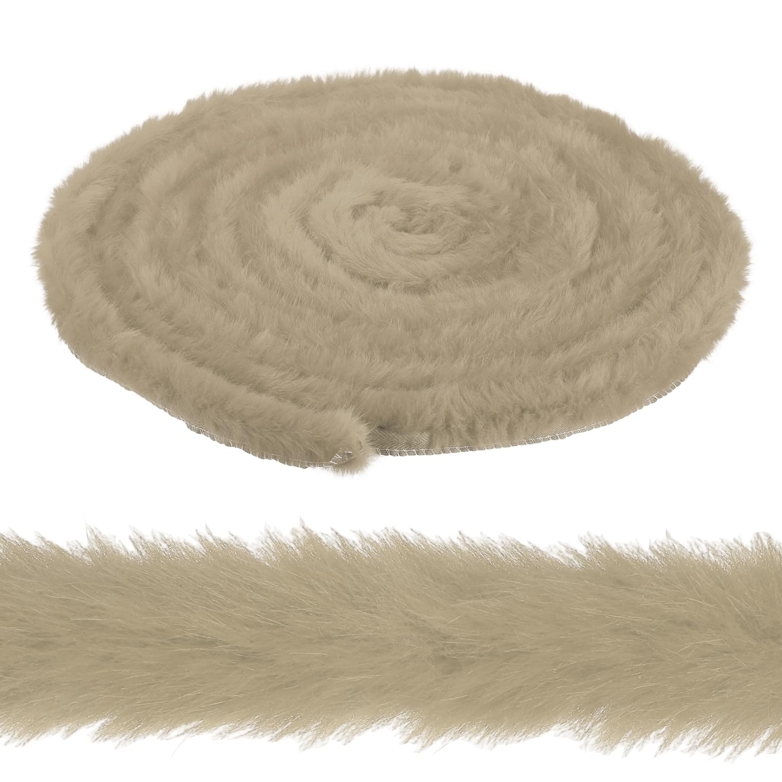 sourcing map 1.2 Inch x 6 Yards Faux Fur Ribbon Trim, Artificial Furry Ribbon Stripe, Craft Fur Trim for Sewing, Christmas Tree, Home Wedding Decoration, Party Supplies, Khaki