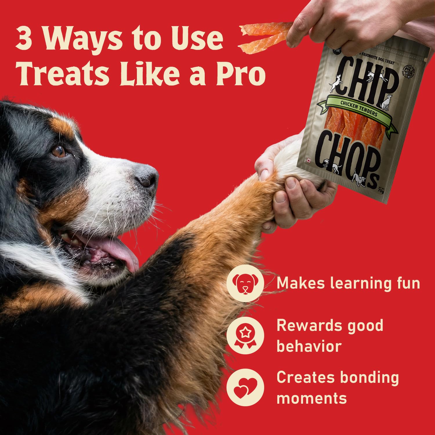 Chip Chops Dog Treat, 70g, Tasty & Nutritious Dog Snack (Tender Chicken, Pack of 1) 2