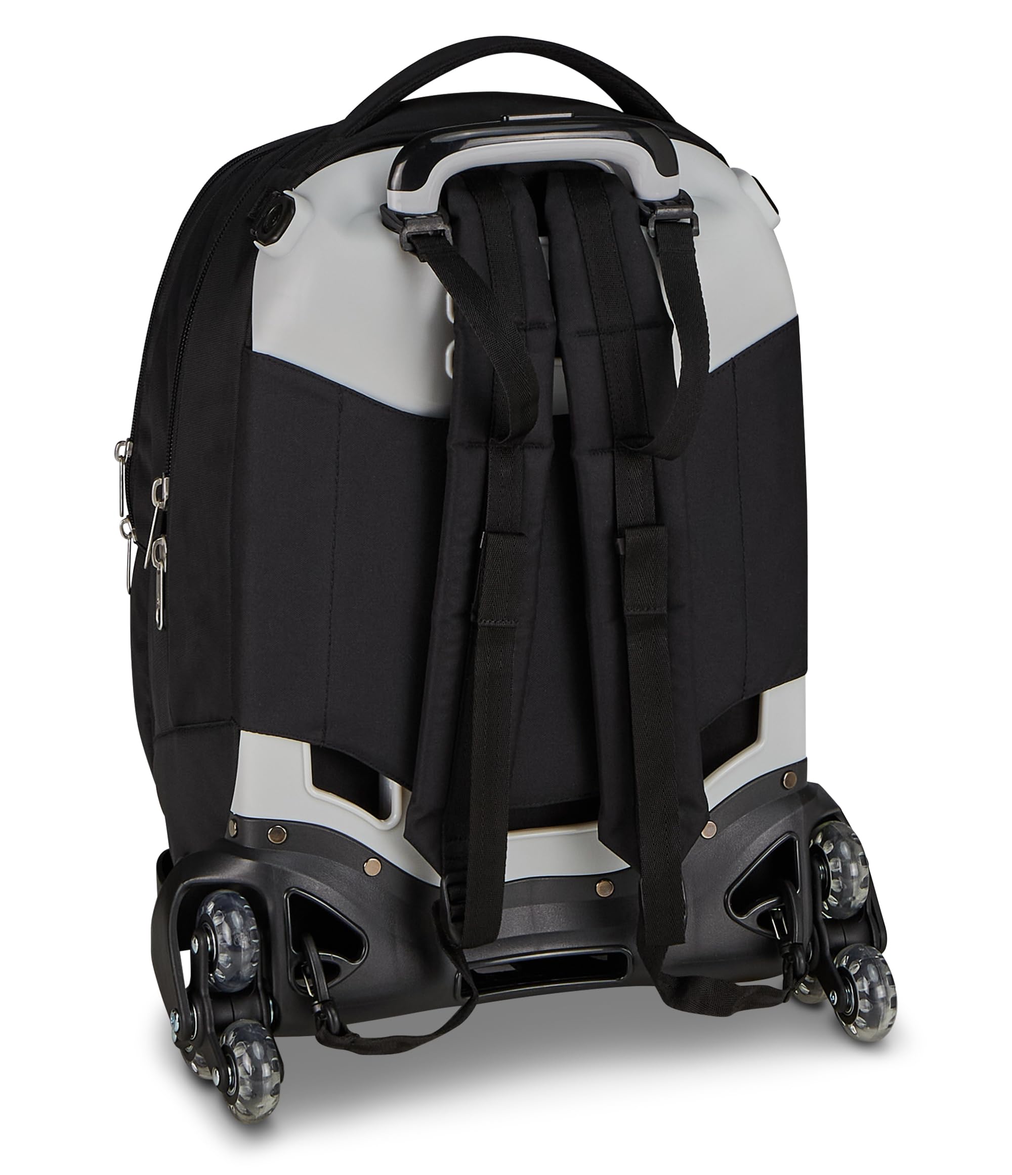 Seven Trolley Scuola Jack 8 Ruote Detach PLUMPY LINE BOY, Nero, 43 L, Scomponibile, Zainetto staccabile, 4 in 1, Cross-over System, Tasche multifunzione, Scuola elementare e media, Bambini, Ragazzi