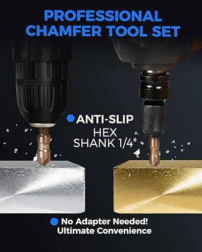 Miniatura 5 de COMOWARE Juego de brocas avellanadas, herramienta de chaflán M35 HSS 6 piezas, broca de chaflán de vástago hexagonal de 14 pulgadas, broca