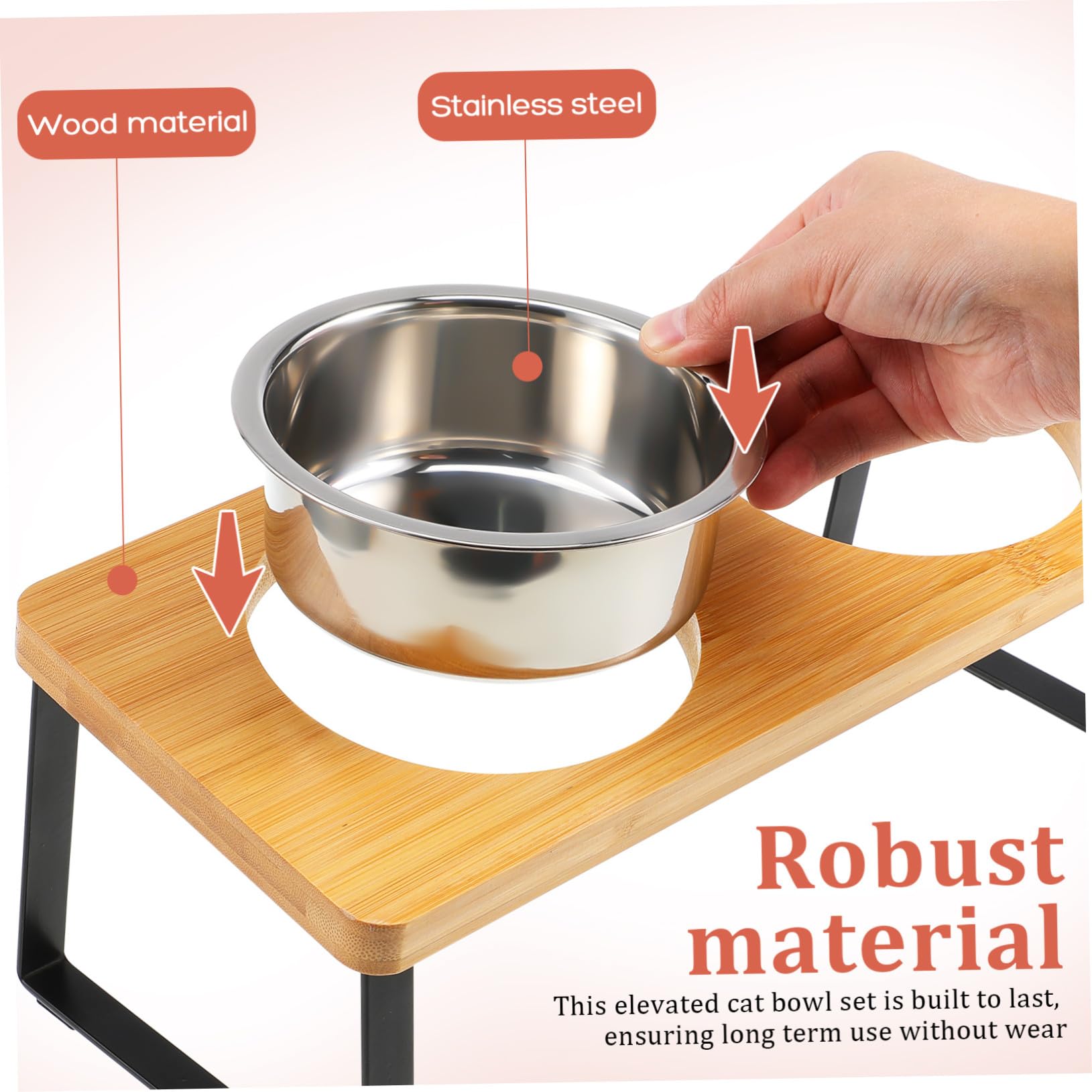 Gatuida Comedero Gato Elevado Doble con Soporte Antideslizante Cuencos de Acero Inoxidable para Comida y Agua Diseño Moderno Minimalista para Gatos de Interior