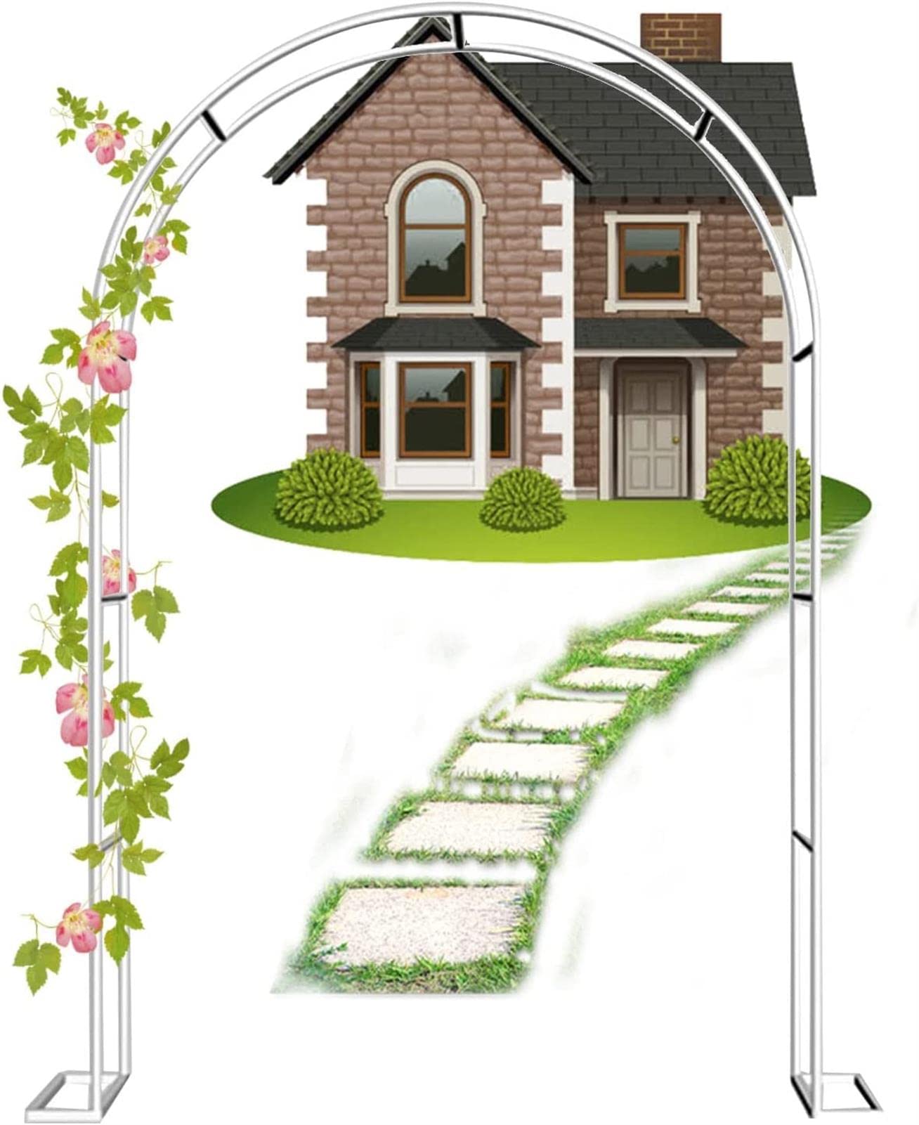 Arco Matrimonio Struttura Per Piante Rampicanti, Arco Da Giardino con base, 120cm 140cm 180cm 240cm 300cm 350cm Largo Pergole Per Esterno archi Per Fiori,350x220x40CM