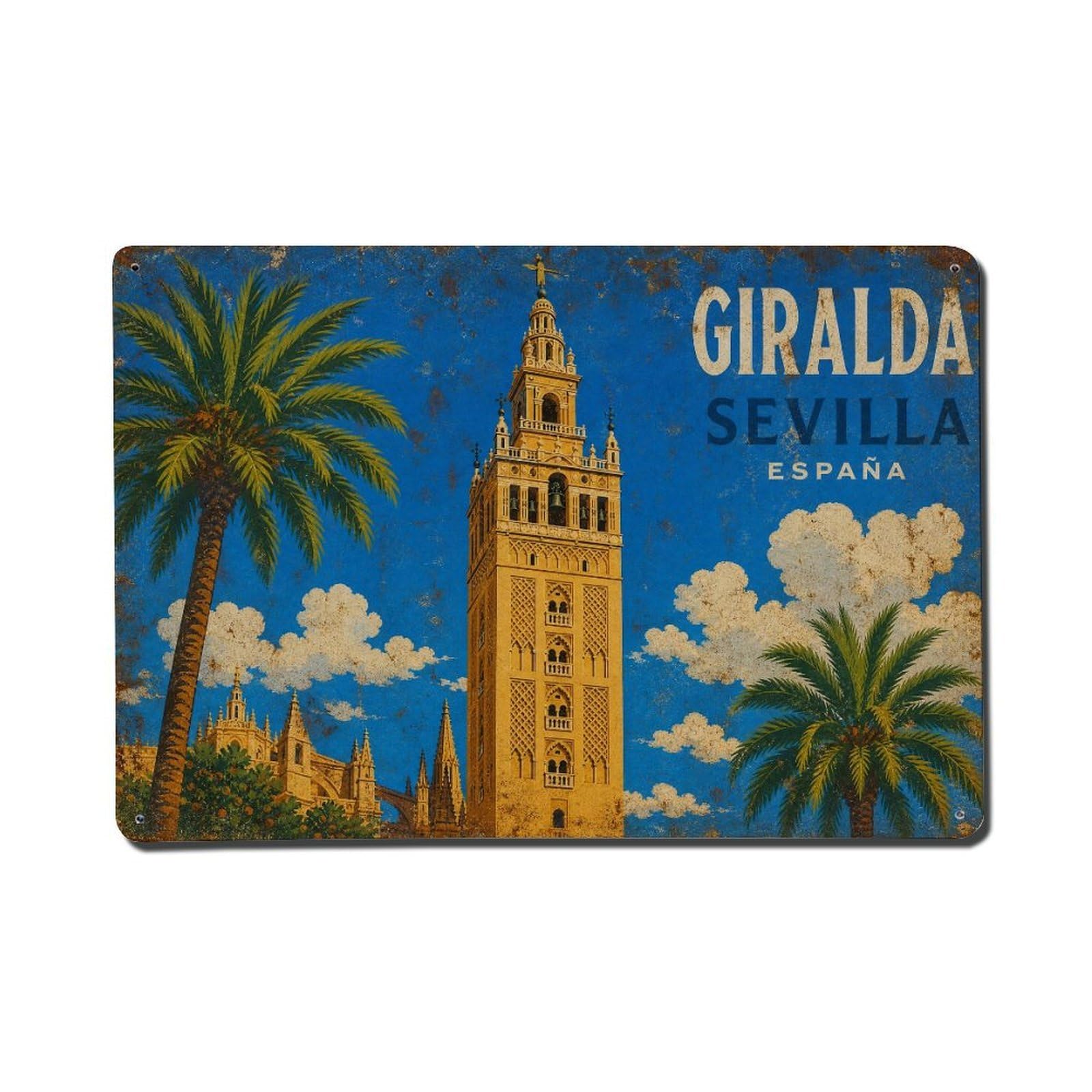 Metal Tin Sign Spain Seville Vintage Travel
