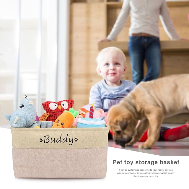 Foto 4 de 7 de Piang Gouer Canasta de almacenamiento de caja de juguetes para perros con nombre personalizado para mascotas…