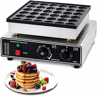 Mini pannkaksmaskin, non-stick holländsk poffertjesbakare, professionell våffeljärn med oberoende termostater, muffinsgrill i rostfritt stål 36-hole