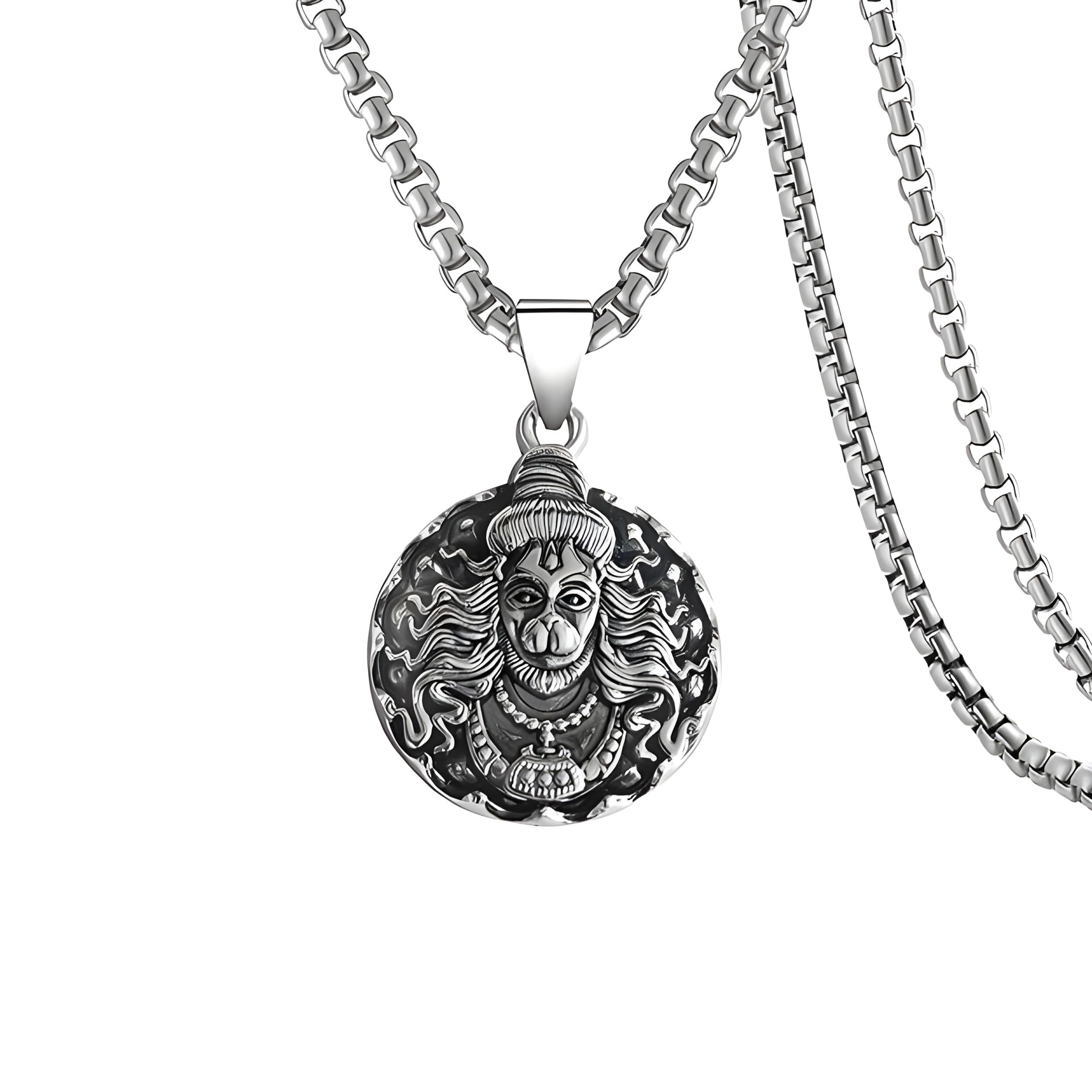 ringzinnie Engraved Hanuman Pendant for Men & Women | Religious Hindu Pendant with Chain | Handcrafted Silver Finish Amulet for Spiritual Strength and Protection | Durable and Stylish Design (B0D92TJV3C) Amazon Price History, Amazon Price Tracker
